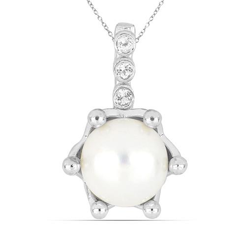 BUY STERLING SILVER NATURAL WHITE FRESHWATER PEARL GEMSTONE PENDANT